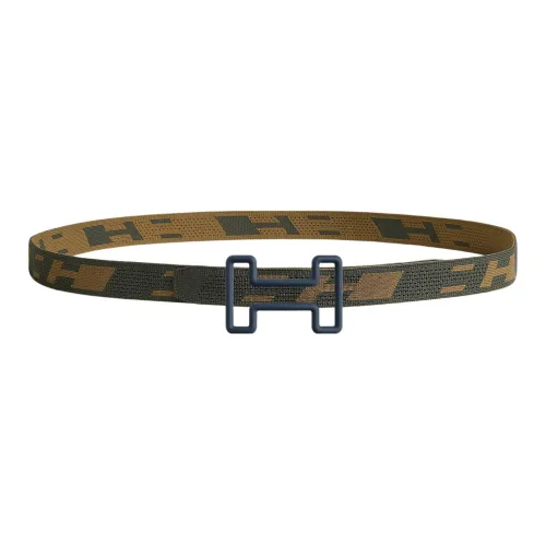 HERMES Belts Men Gray Green/Dark Green Brown