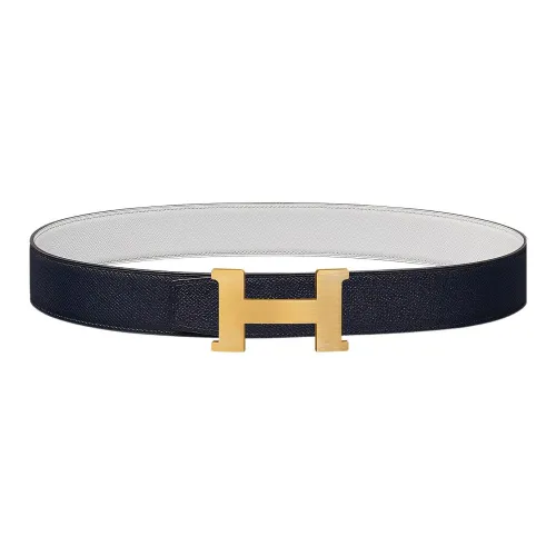 HERMES Constance Leather Belts Men Indigo/White