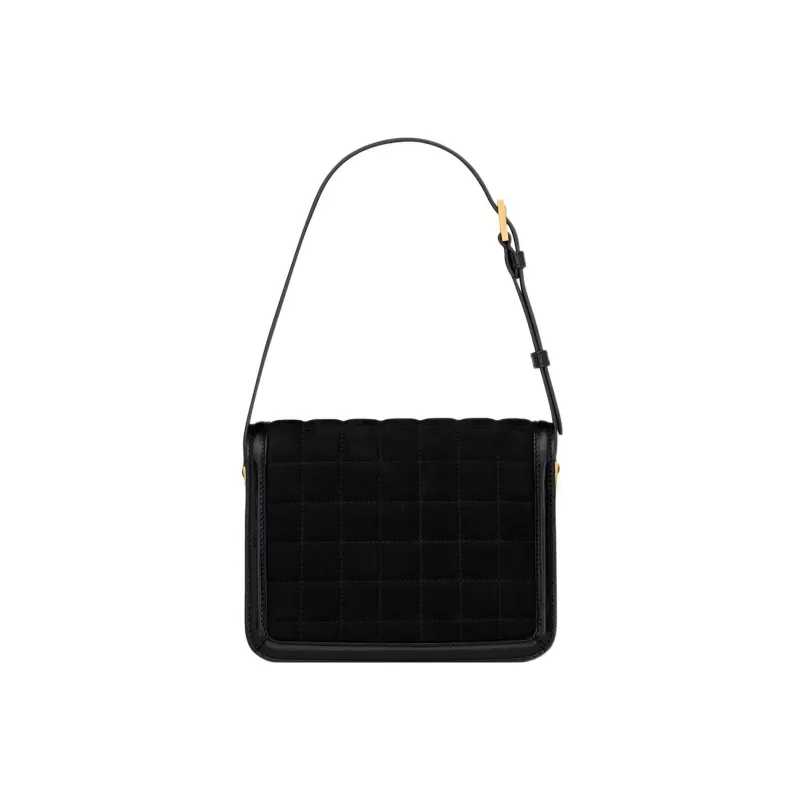 SAINT LAURENT SOLFERINO Suede Patchwork Calfskin Tofu Bag Crossbody Bag Shoulder Bag Women's Black-5