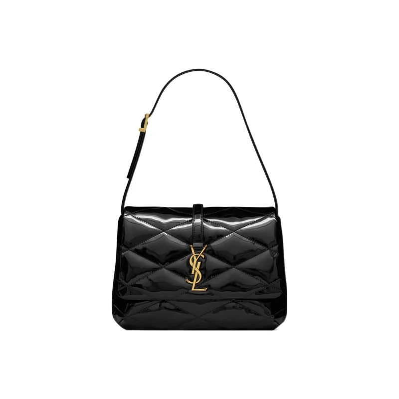 SAINT LAURENT Patent Leather Shoulder Bag Crossbody Bag Handbag Women's Black-0