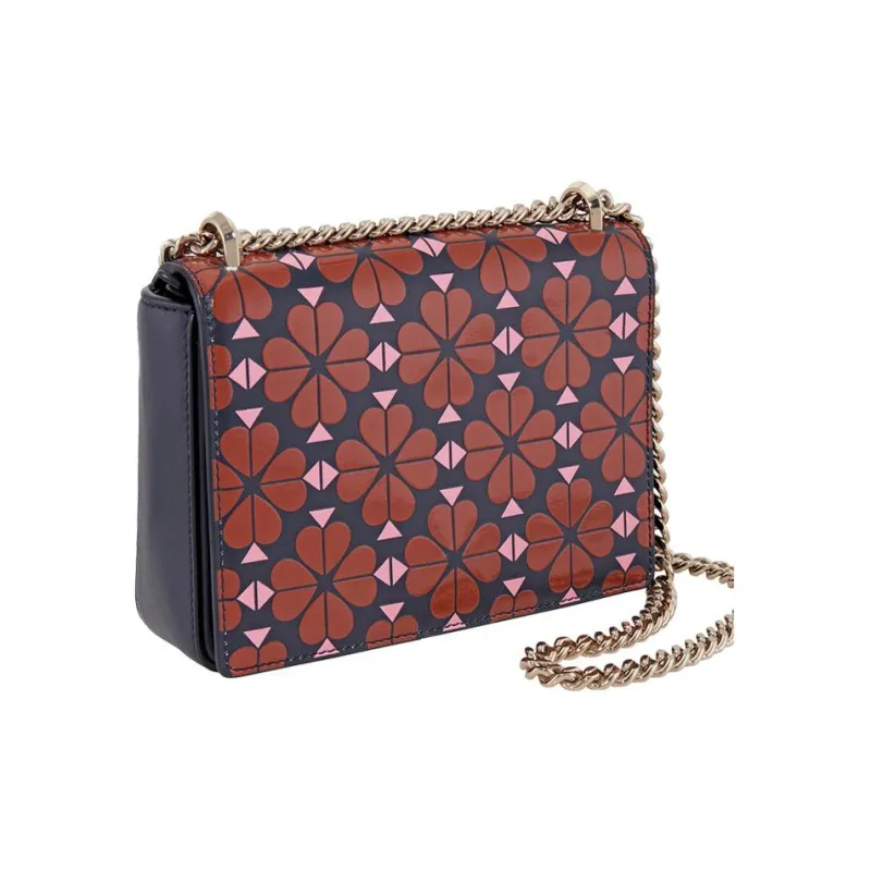 Kate Spade Amelia Leather Small Square Bag Chain Crossbody Bag Shoulder Bag Small Size Women's Dark Red & Black & Pink-2