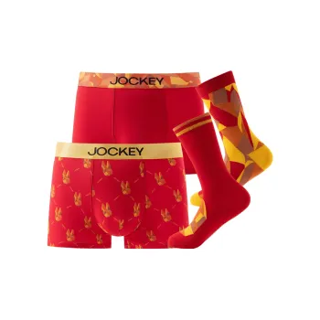 JOCKEY Letter Boxer Shorts Underpants Men's Gift Box Set Red