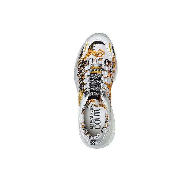 VERSACE JEANS Couture Cushioning Low Top Sports Casual Shoes Men's White Gold-4