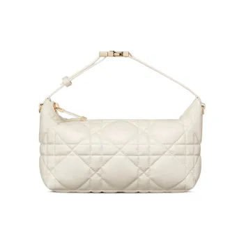 DIOR DiorTravel Cow Leather Portable Clutch Medium Size Women's White