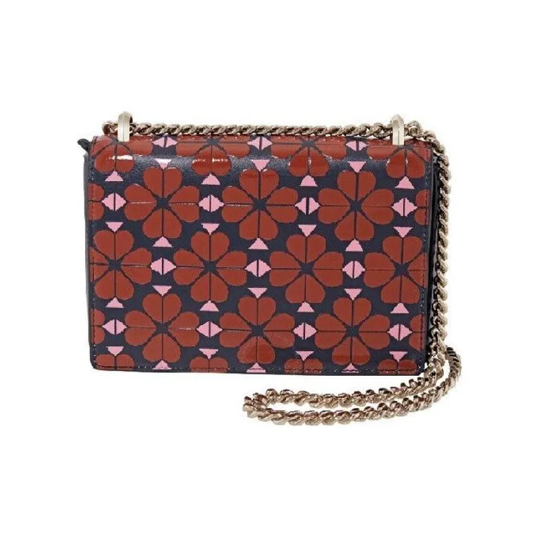 Kate Spade Amelia Leather Small Square Bag Chain Crossbody Bag Shoulder Bag Small Size Women's Dark Red & Black & Pink-1