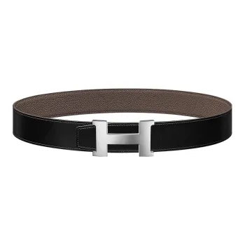 HERMES Constance Calfskin Leather Belts Men's Width 3.8cm