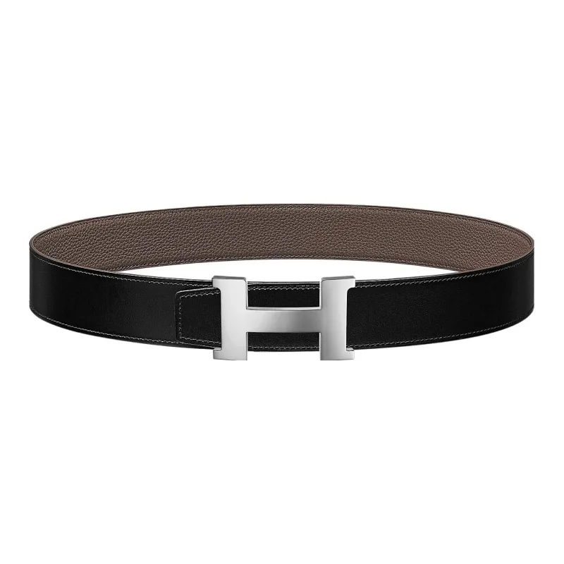 HERMES Constance Calfskin Leather Belts Men's Width 3.8cm-0