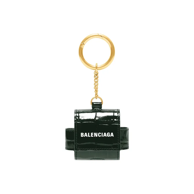 Balenciaga Cash Calfskin EarPods Pro Earphone Case Men's Forest Green-0
