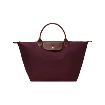 LONGCHAMP Le Pliage Cow Leather Detail Dumpling Bag Handbags Medium Size Women's Fuchsia