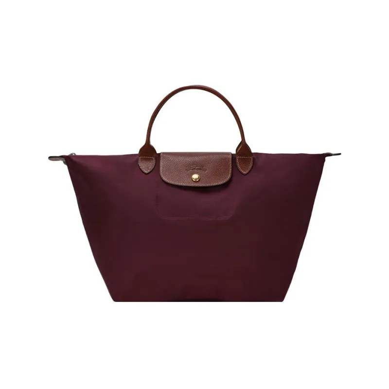 LONGCHAMP Le Pliage Cow Leather Detail Dumpling Bag Handbags Medium Size Women's Fuchsia-0