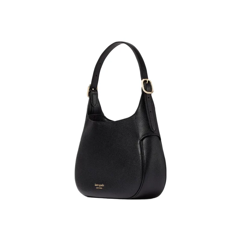 Kate Spade Litchi Grain Leather Hobo Bag, Shoulder Bag, Handbag Small Size Women's Black-2