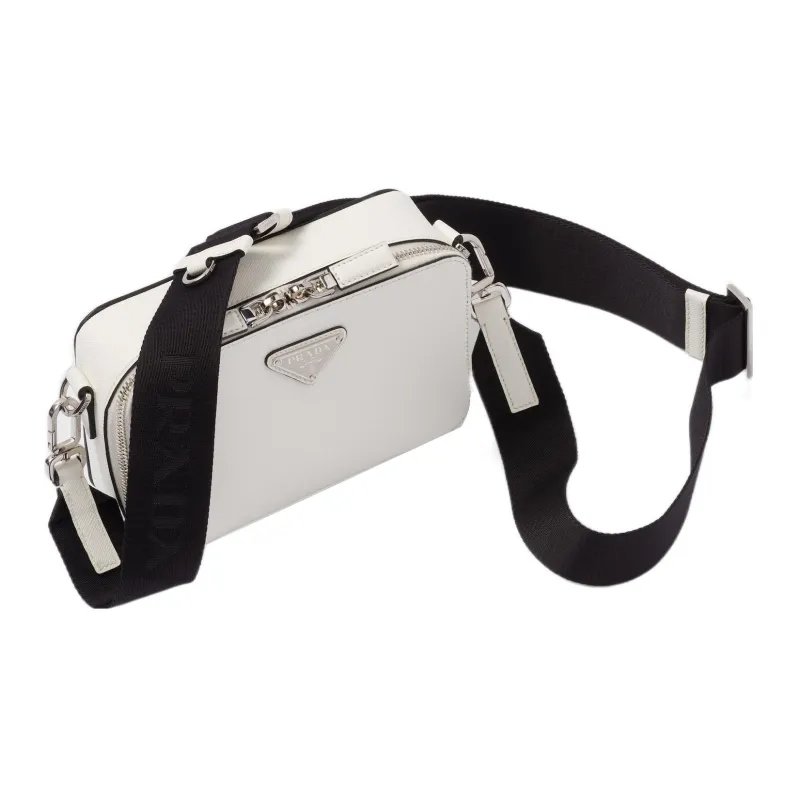 PRADA Brique Leather Shoulder Bag Crossbody Bag Men's White-1