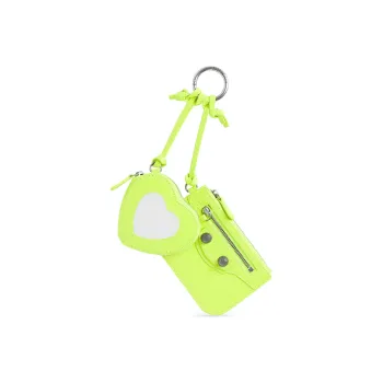 Balenciaga Le Cagole Lambskin Card Clip Card Holder Women's Neon Yellow