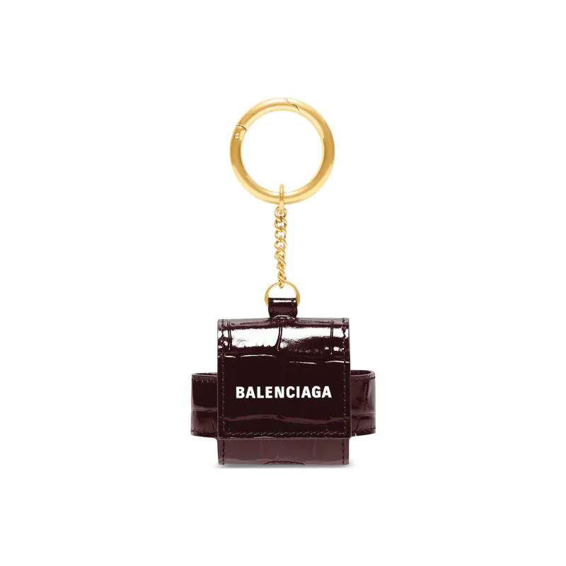 Balenciaga Cash Calfskin EarPods Pro Earphone Case Men's Deep Red-0