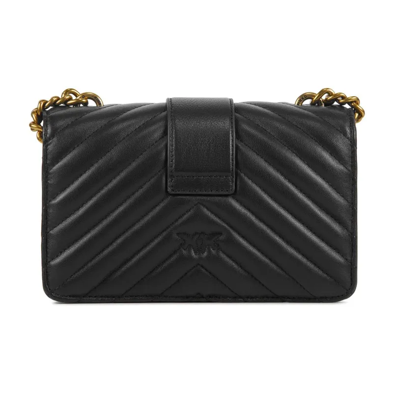 PINKO Leather Shoulder Bag, Crossbody Bag Women's Black-3
