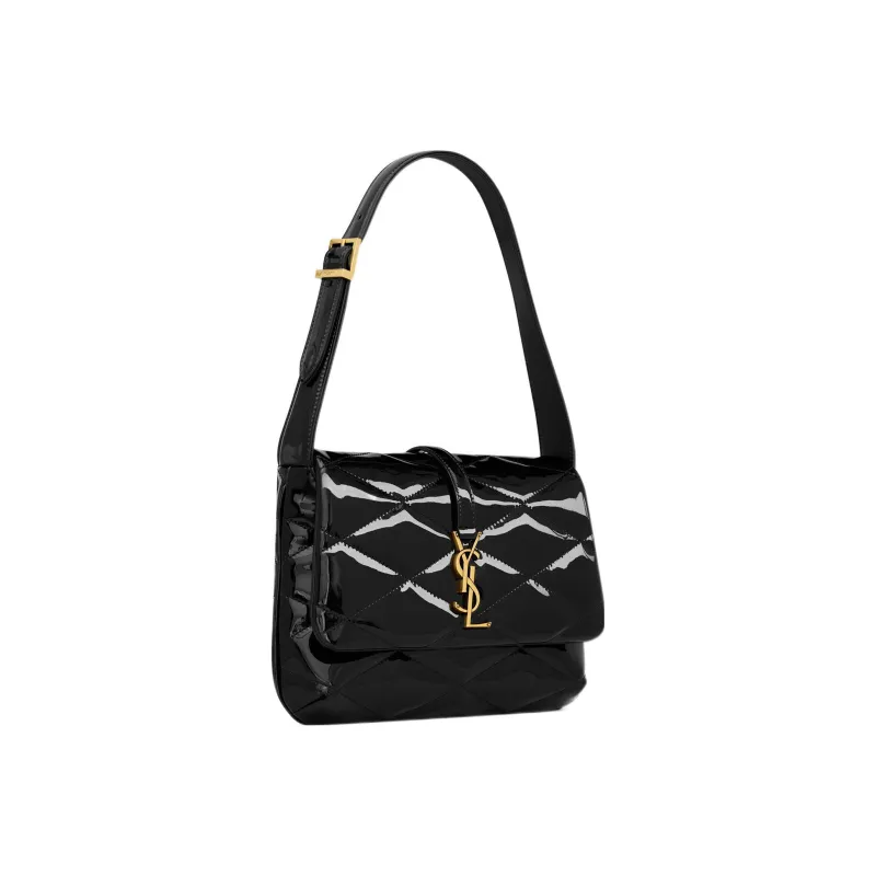 SAINT LAURENT Patent Leather Shoulder Bag Crossbody Bag Handbag Women's Black-1