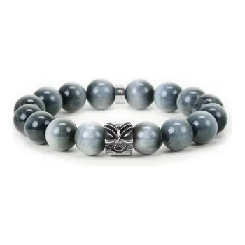 FOUNDIN Large Size 12mm Hawk's Eye Stone Bracelets Men's