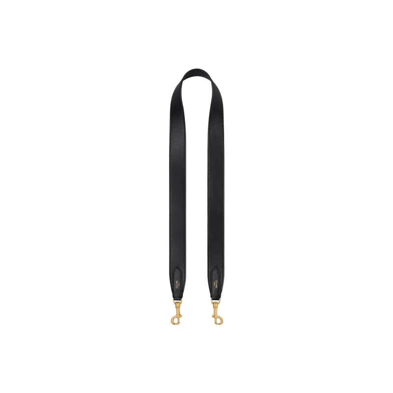 CELINE Smooth Cow Leather Long Shoulder Strap Bag Straps Unisex Black-0