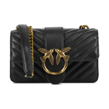 PINKO Leather Shoulder Bag, Crossbody Bag Women's Black