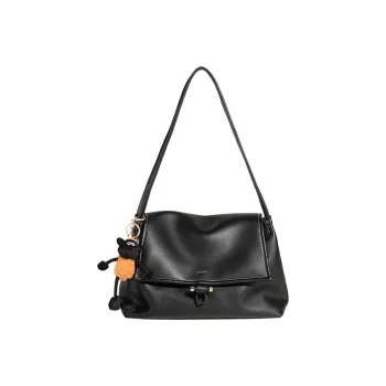 TOUTOU Cow Leather Shoulder Bag Large Size Women's Oreo Black