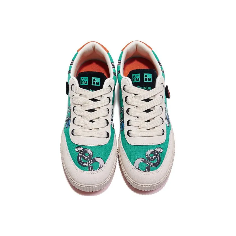 ADM x Feiyue Abrasion Resistant Low Top Skateboard Shoes Unisex Green-3