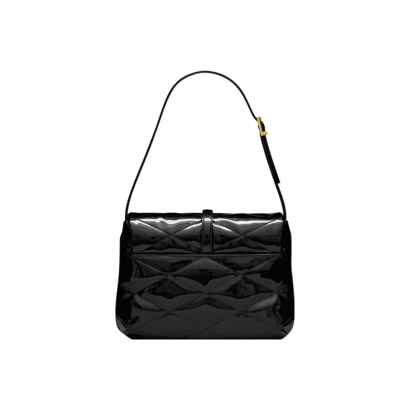 SAINT LAURENT Patent Leather Shoulder Bag Crossbody Bag Handbag Women's Black-3