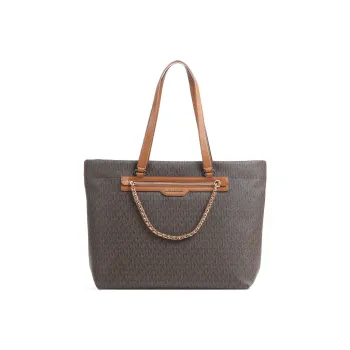MICHAEL KORS Coated Canvas Tote Bag, Shopping Bag, Shoulder Bag, Handbag Women's Brown