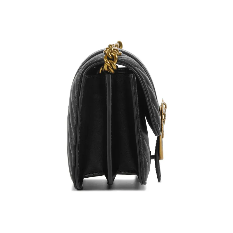 PINKO Leather Shoulder Bag, Crossbody Bag Women's Black-2