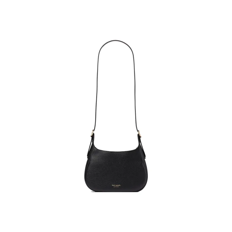 Kate Spade Litchi Grain Leather Hobo Bag, Shoulder Bag, Handbag Small Size Women's Black-1