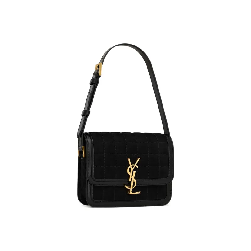 SAINT LAURENT SOLFERINO Suede Patchwork Calfskin Tofu Bag Crossbody Bag Shoulder Bag Women's Black-1