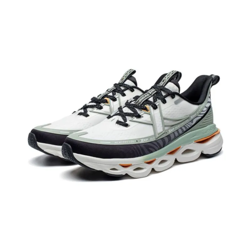 XTEP Shock Absorbing Spins 10.0 Pro Running Shoes Men Low-Top Sail White/Gray Pea Green-2