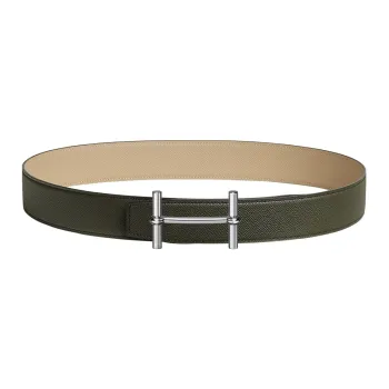 HERMES Leather Belts Men Green/Beige