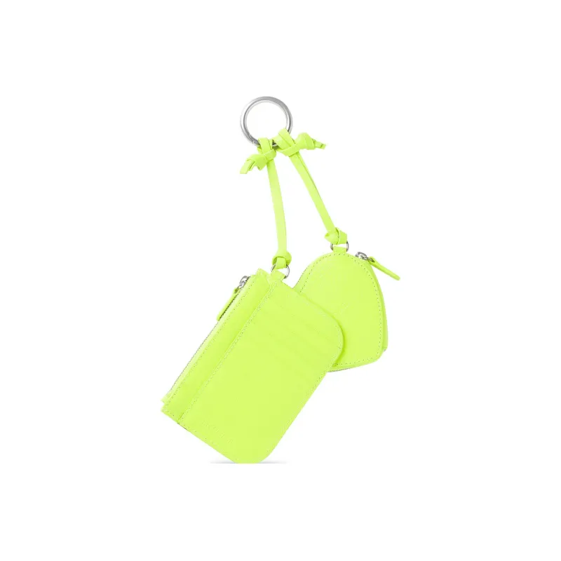Balenciaga Le Cagole Lambskin Card Clip Card Holder Women's Neon Yellow-1
