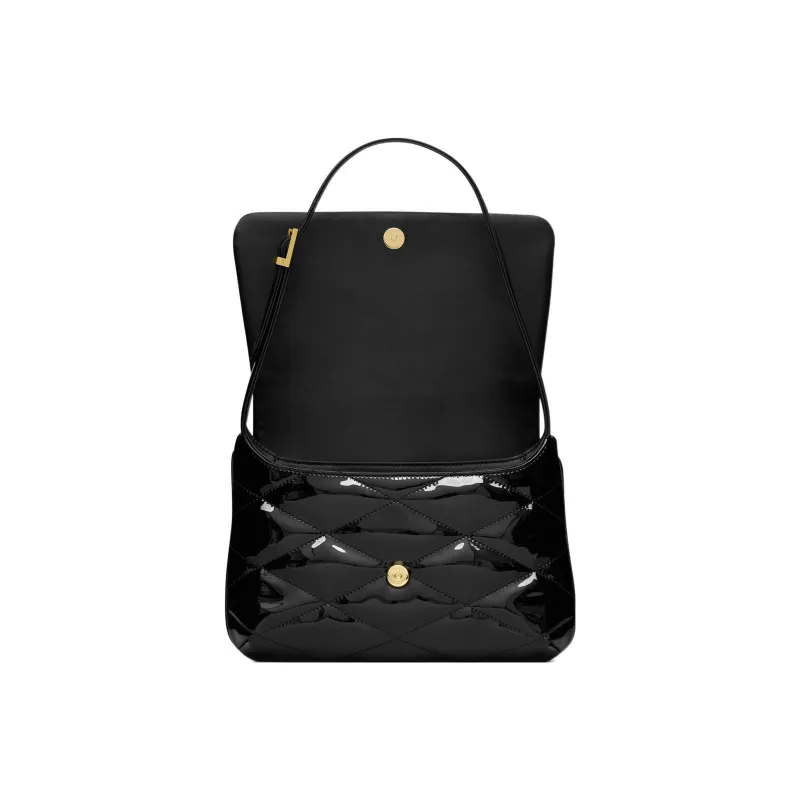 SAINT LAURENT Patent Leather Shoulder Bag Crossbody Bag Handbag Women's Black-4