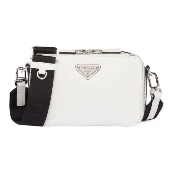 PRADA Brique Leather Shoulder Bag Crossbody Bag Men's White
