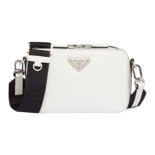 PRADA Brique Leather Shoulder Bag Crossbody Bag Men's White