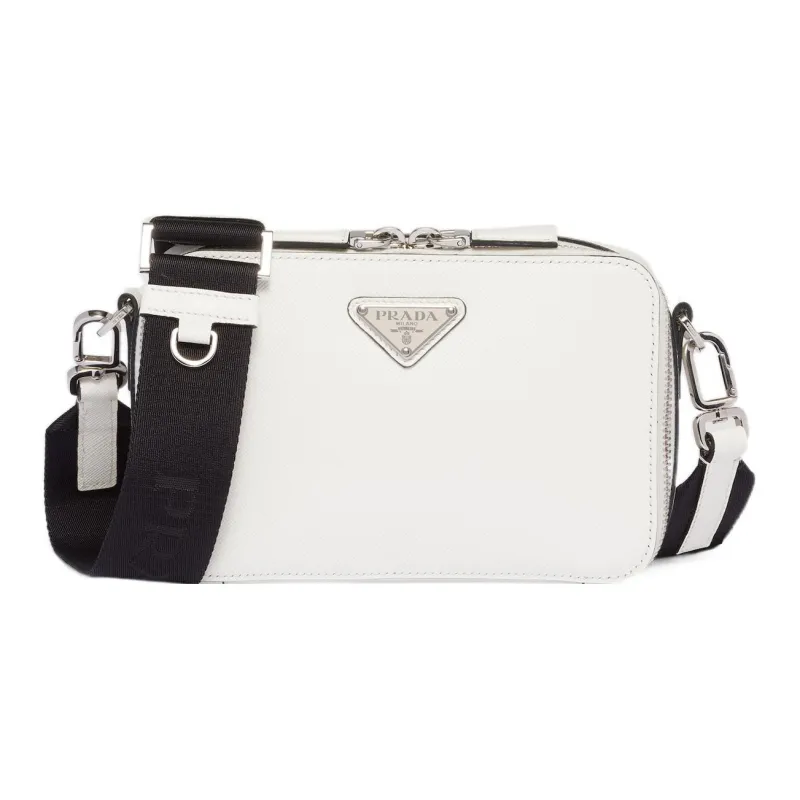 PRADA Brique Leather Shoulder Bag Crossbody Bag Men's White-0