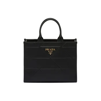 PRADA Medium Leather Symbole Bag With Topstitching Black