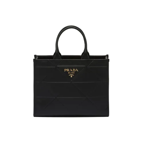 PRADA Medium Leather Symbole Bag With Topstitching Black