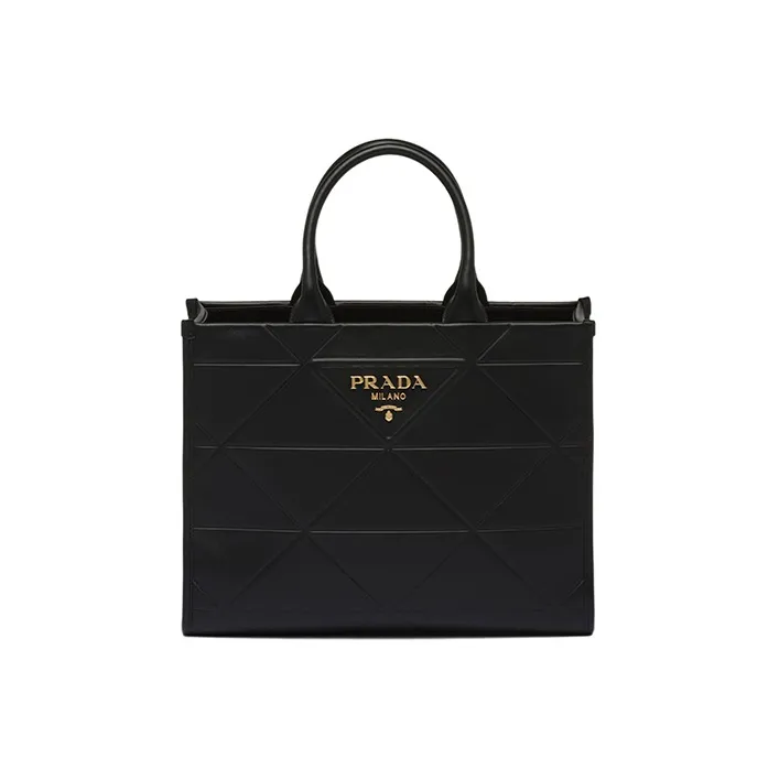 PRADA Medium Leather Symbole Bag With Topstitching Black-0