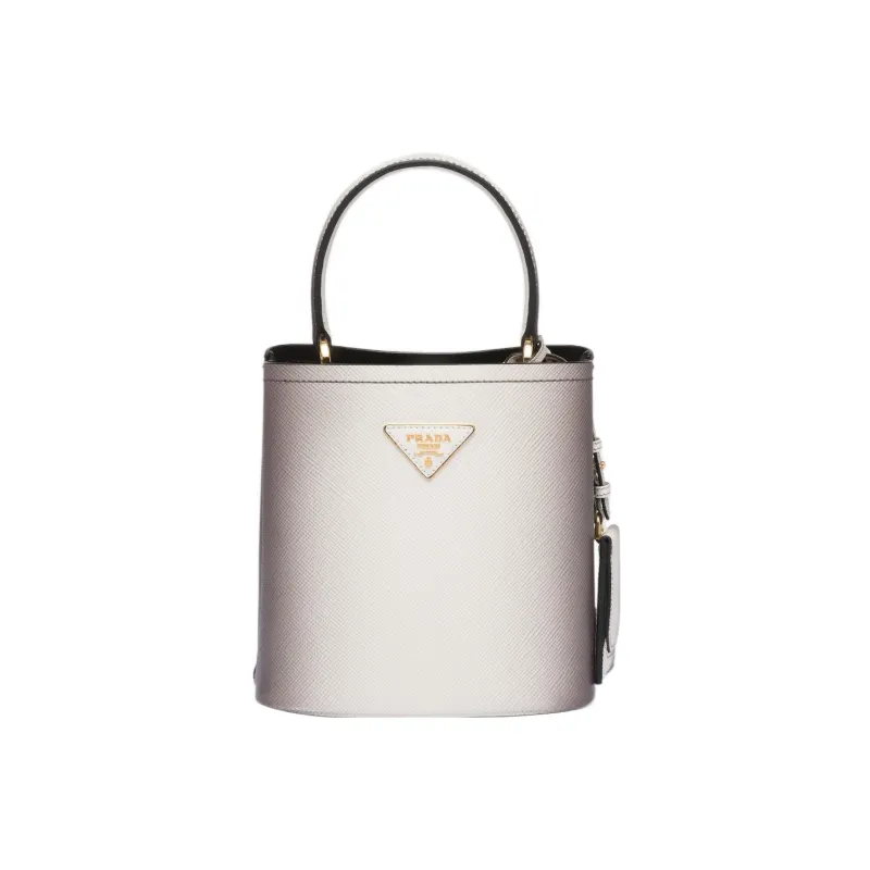 PRADA Panier Leather Shoulder Bag Crossbody Bag Handbag Small Size Women's Gradient White-0