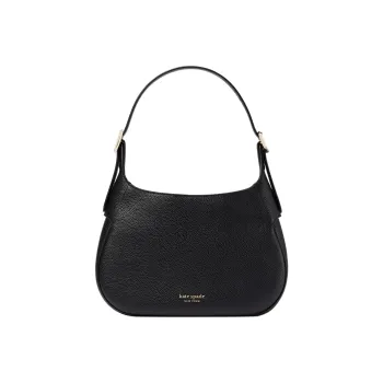 Kate Spade Litchi Grain Leather Hobo Bag, Shoulder Bag, Handbag Small Size Women's Black