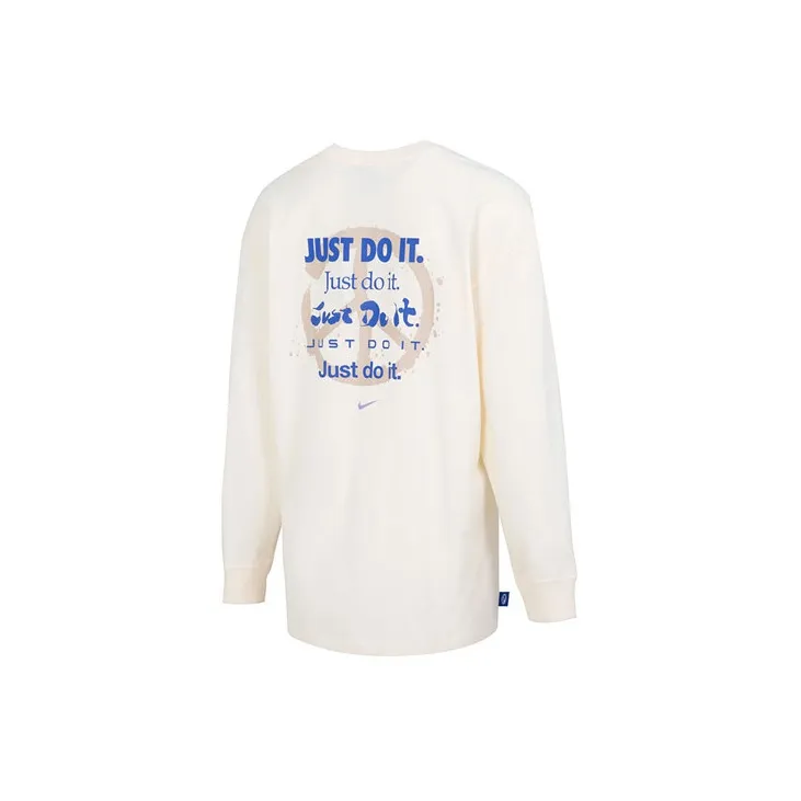 Nike Women'ss Knit Pullover Retro Crewneck Sport T-Shirt Beige-1