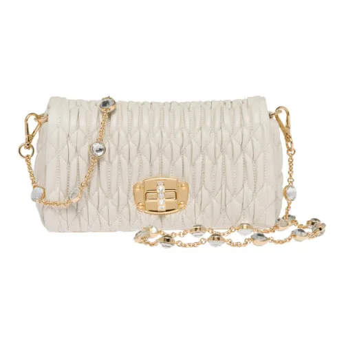 MIU MIU CRYSTAL Sheepskin With Crystals Crossbody Bag, Shoulder Bag Mini Women's White