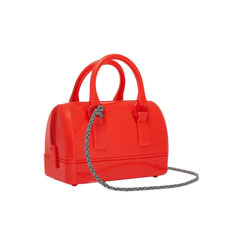 Furla Candy Boston Bag Shoulder Bag Crossbody Bag Handbag Mini Women's Orange Red-2