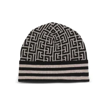 BALMAIN Monogram-print Ribbed-brim Beanie