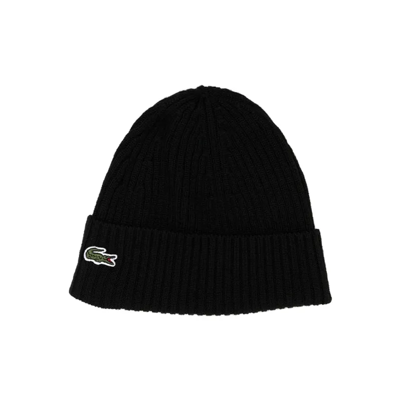 LACOSTE Crocodile patch Wool Beanie-0