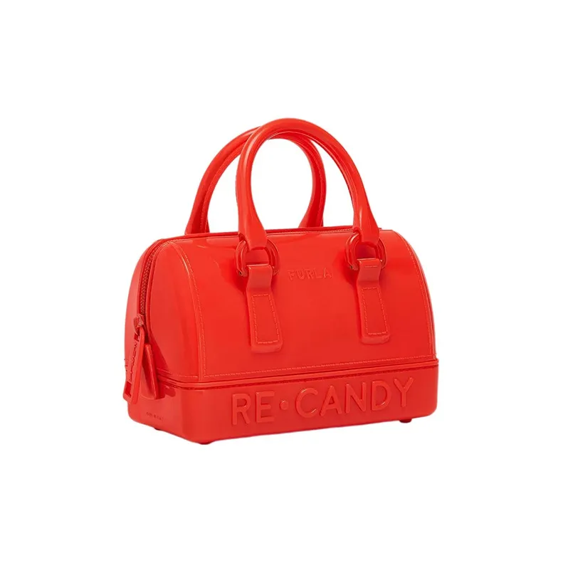 Furla Candy Boston Bag Shoulder Bag Crossbody Bag Handbag Mini Women's Orange Red-1