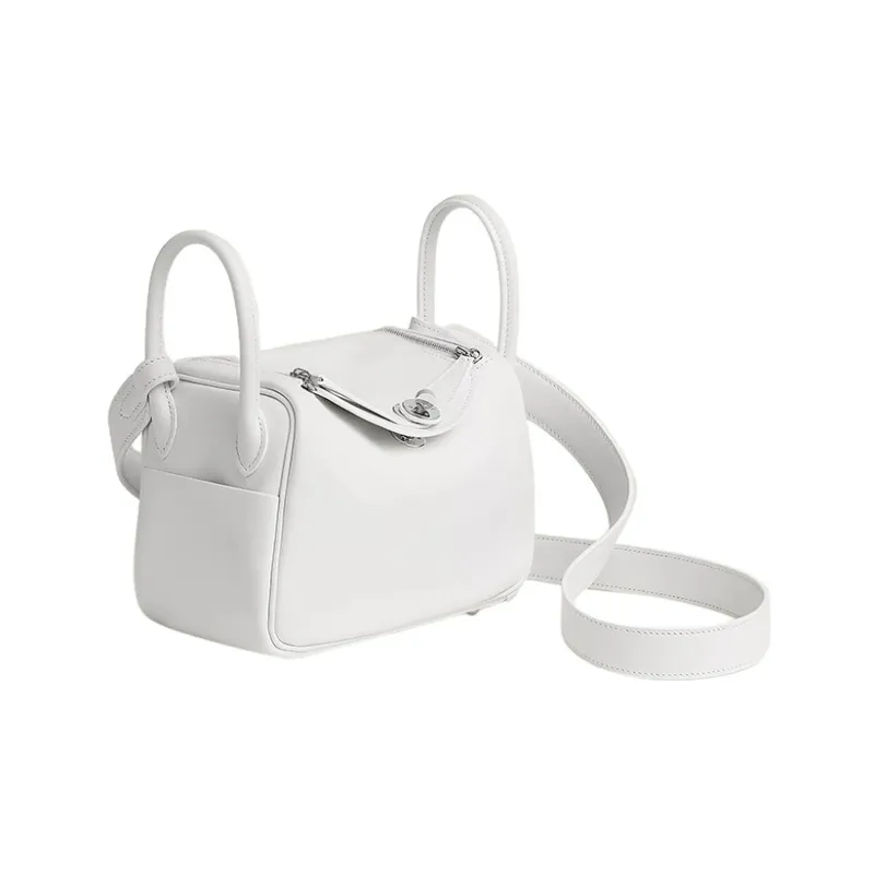 HERMES Lindy Swift Calfskin Handbag Shoulder Bag Crossbody Bag Mini Women's 01 Blanc Pure White-1