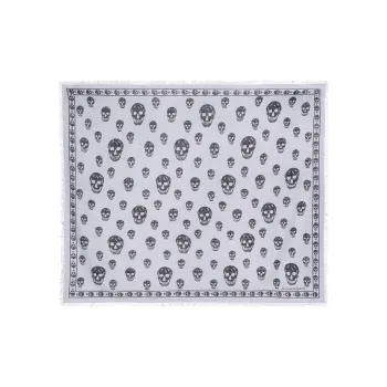 Alexander McQueen Skull-Printed Fringed Scarf